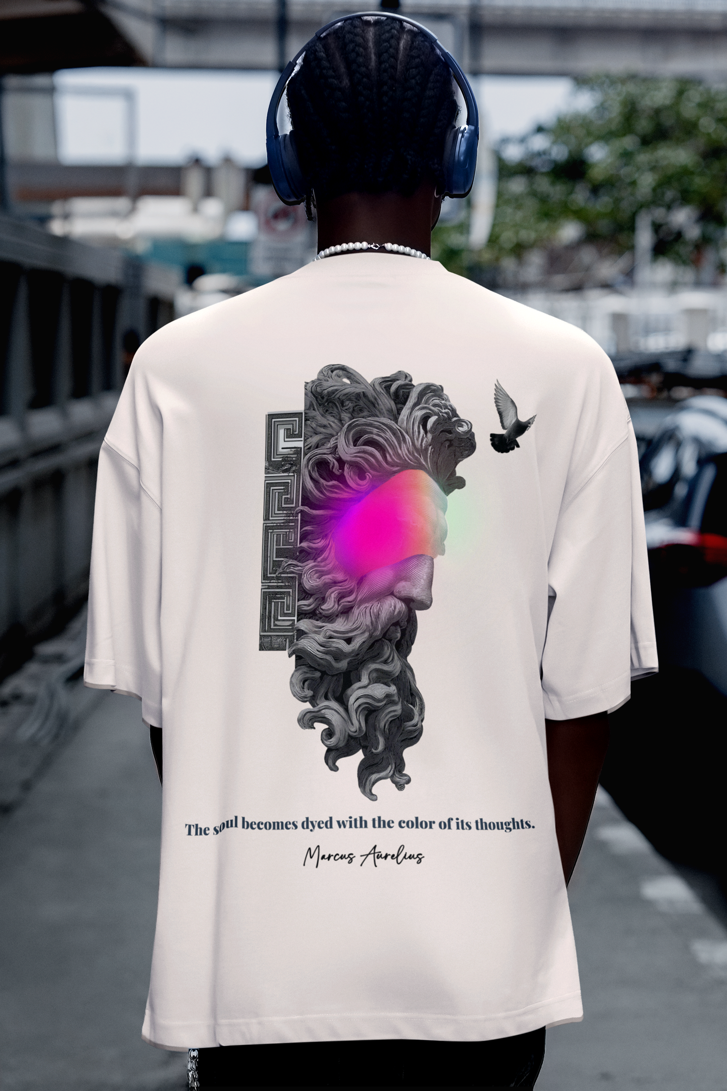 Marcus Aurelius Stoic T-Shirt | Neon Greek Statue Art | Premium Streetwear